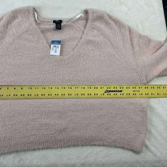 NWT RUE21 Soft Blush Pink Fuzzy V-Neck Balloon Sleeve Sweater – (2X) - Picture 11 of 14